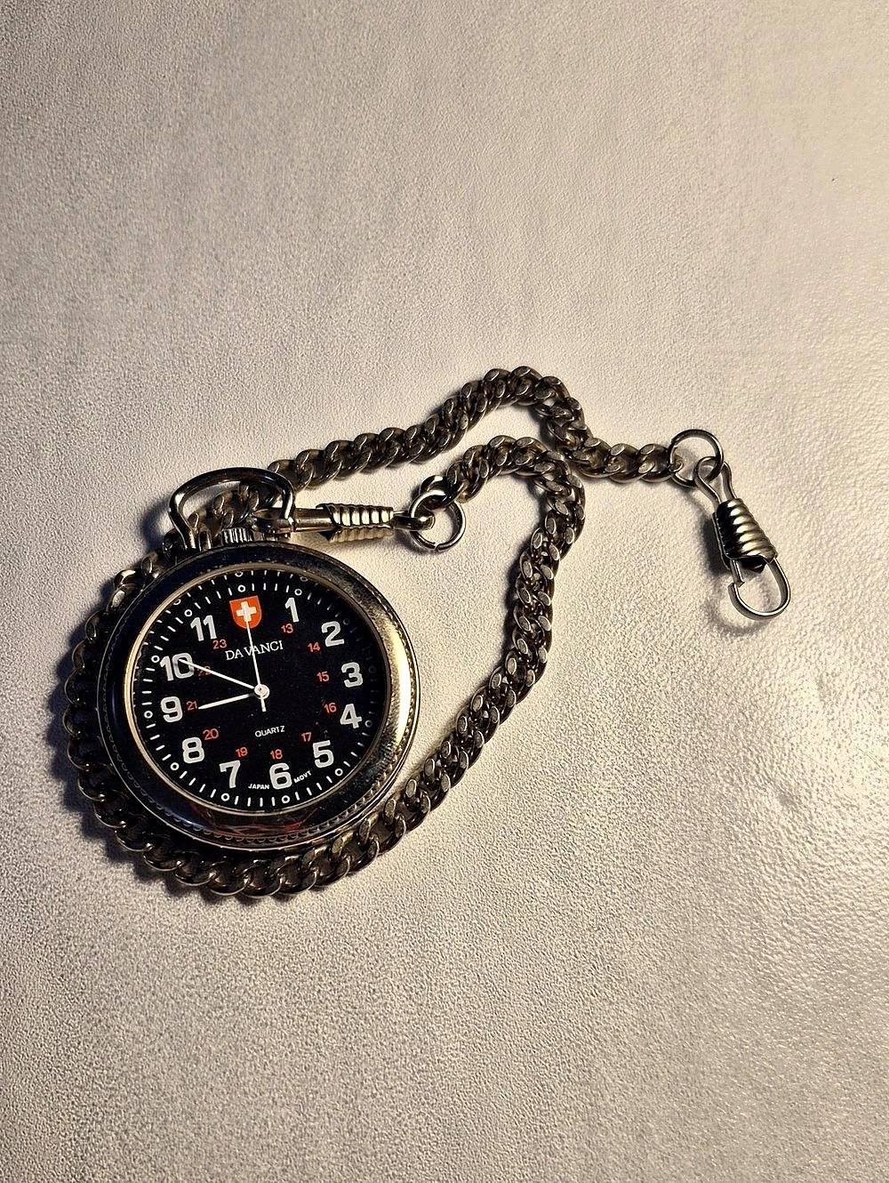 Da Vinci Pocket Watch Necklace in Black & Silver